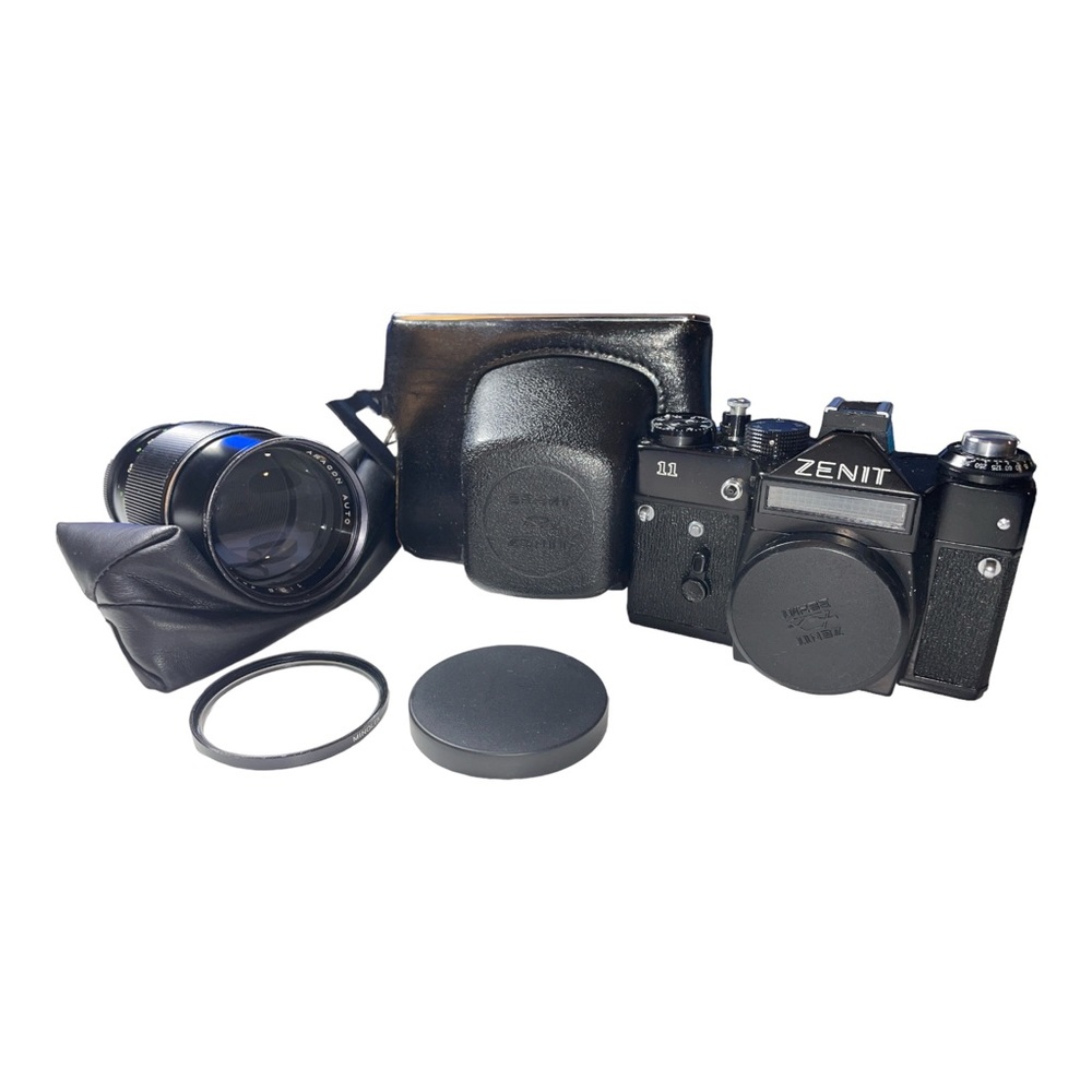 🔥 Untested Zenit 11 Film SLR Film Camera Bundle W/ Aragon 62MM f/3.5 20mm Lens